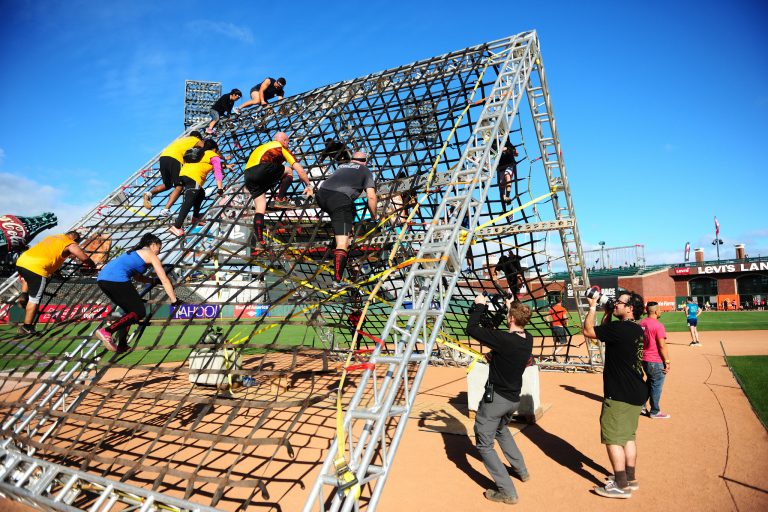 Presidio students climbing obstacle as one of the fitness challenge ideas
