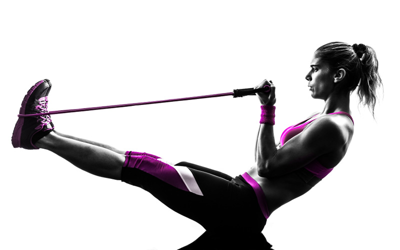 woman using resistance band