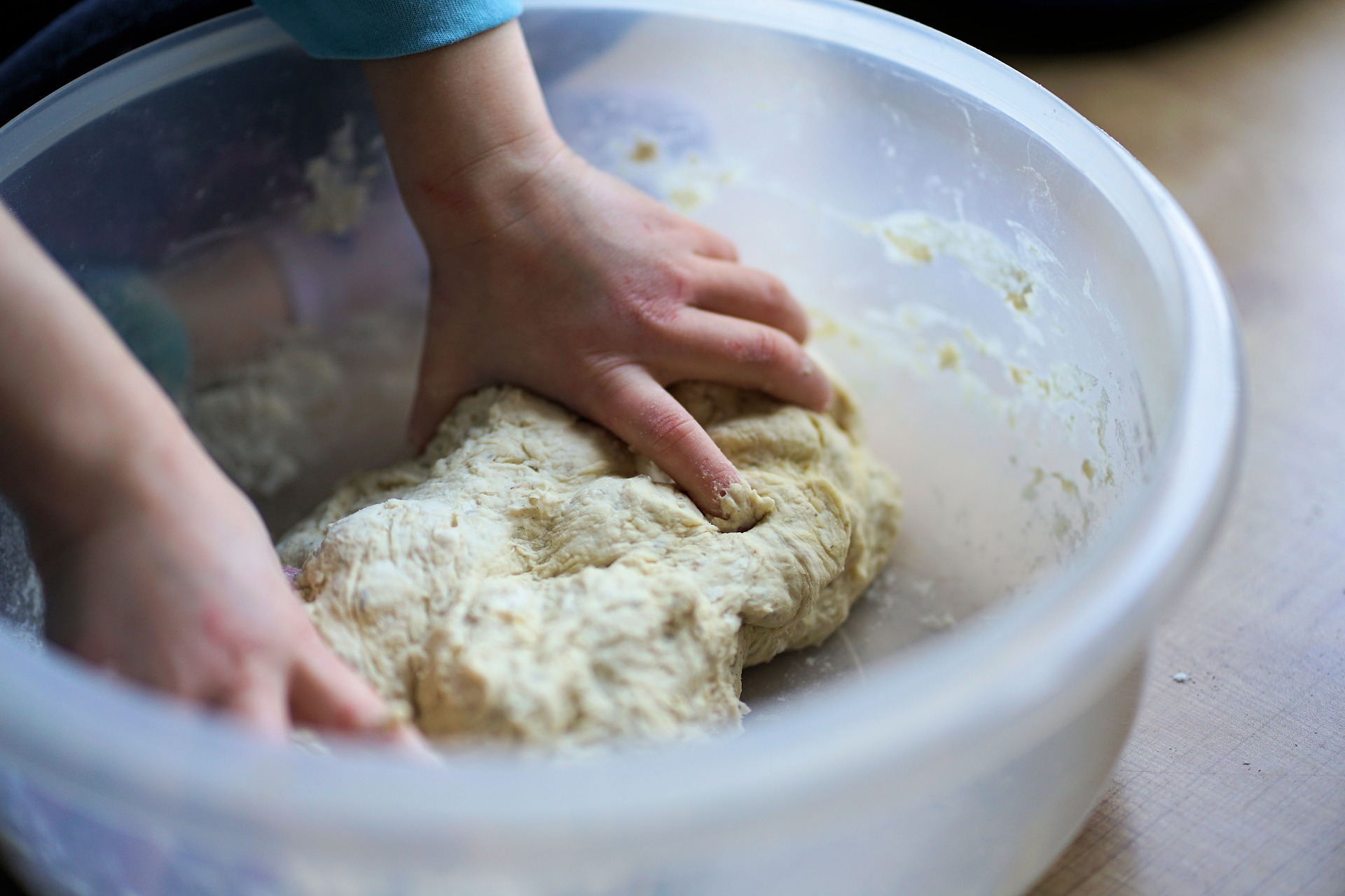 person making a dough 