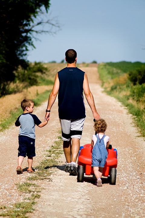 family walking dad kids bonding
