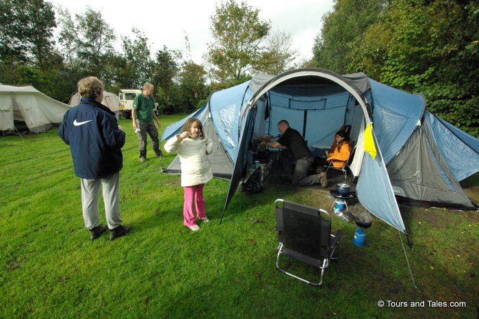 Family Weekend Camping with Tents on the Forest