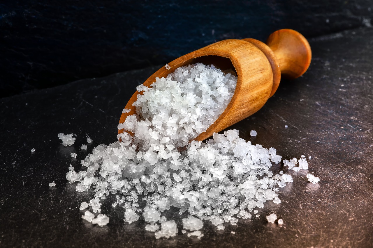 White Crystal Salt on the bambo container