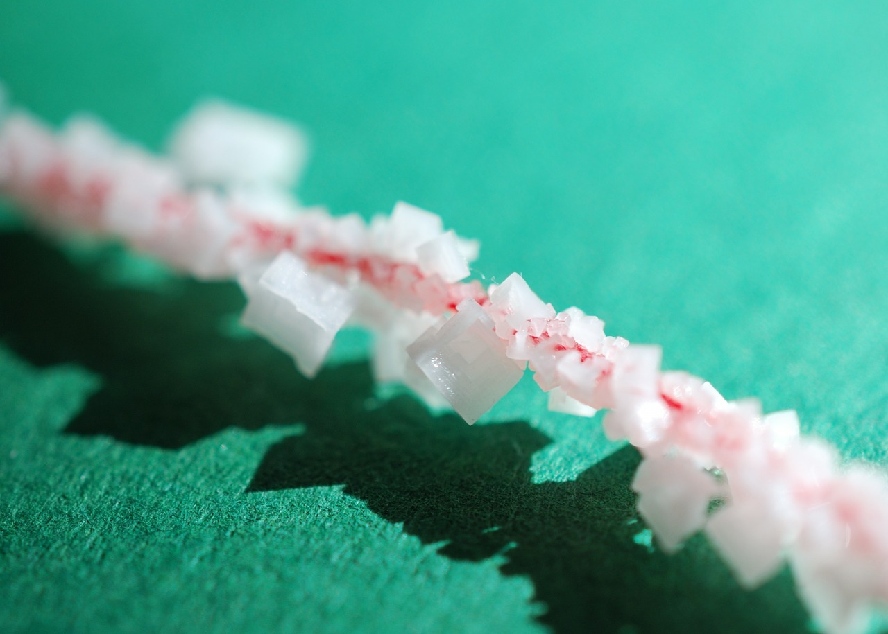 Salt crystal on the string