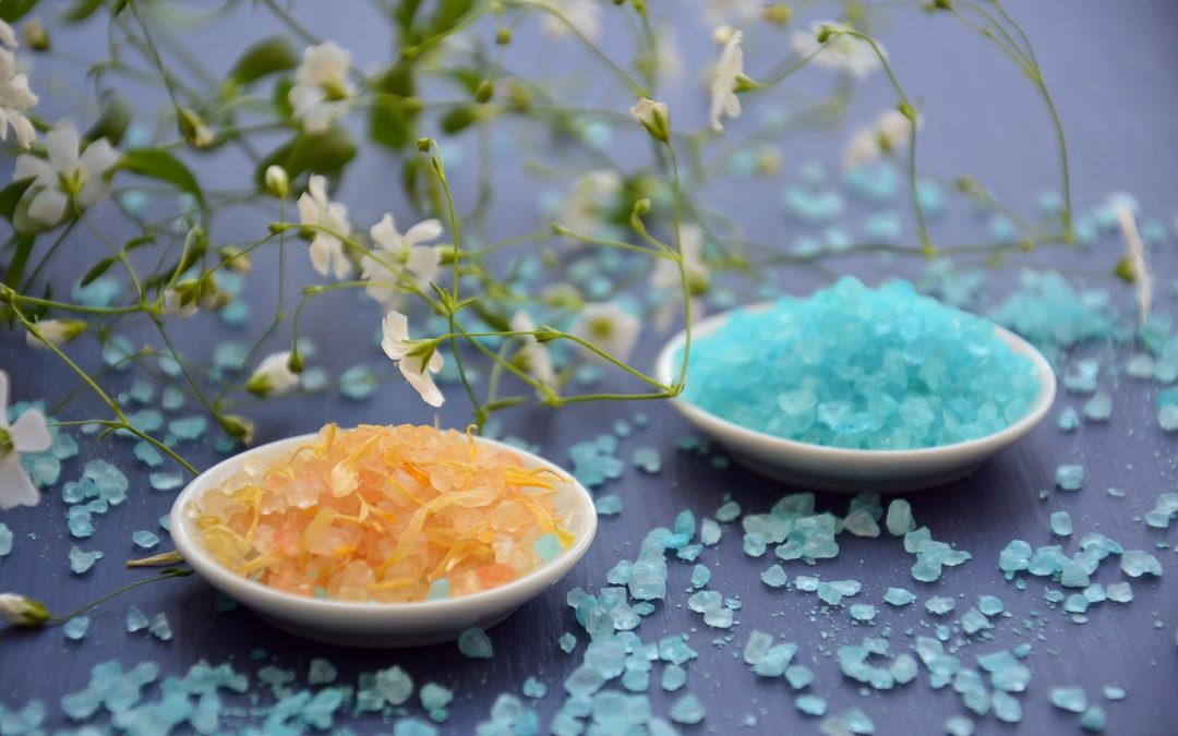 Orange and blue crystal salt