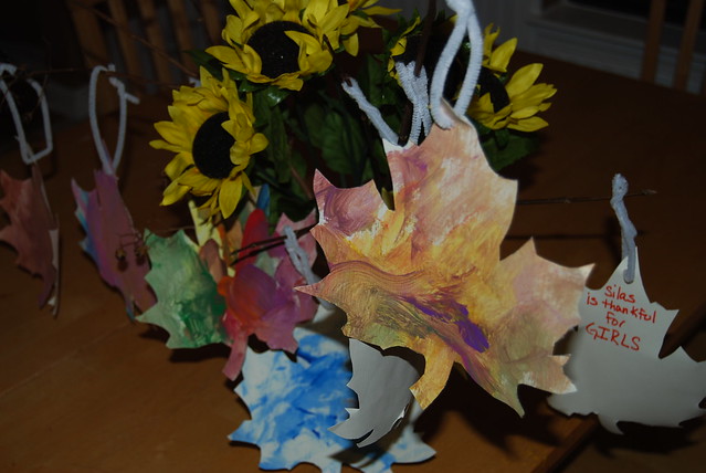 flower vase and gratitude leaves